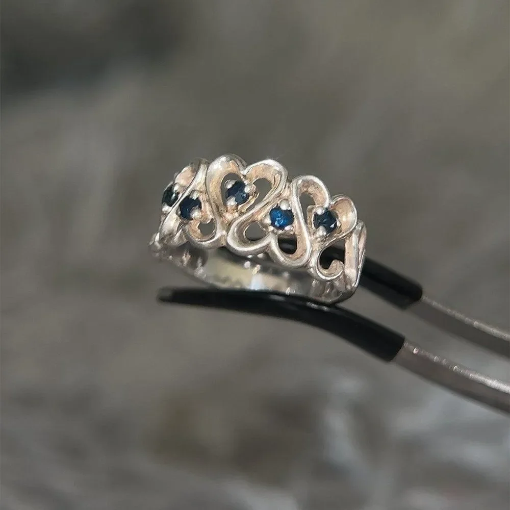 Sterling Silver 925 Blue Sapphires Ring‎